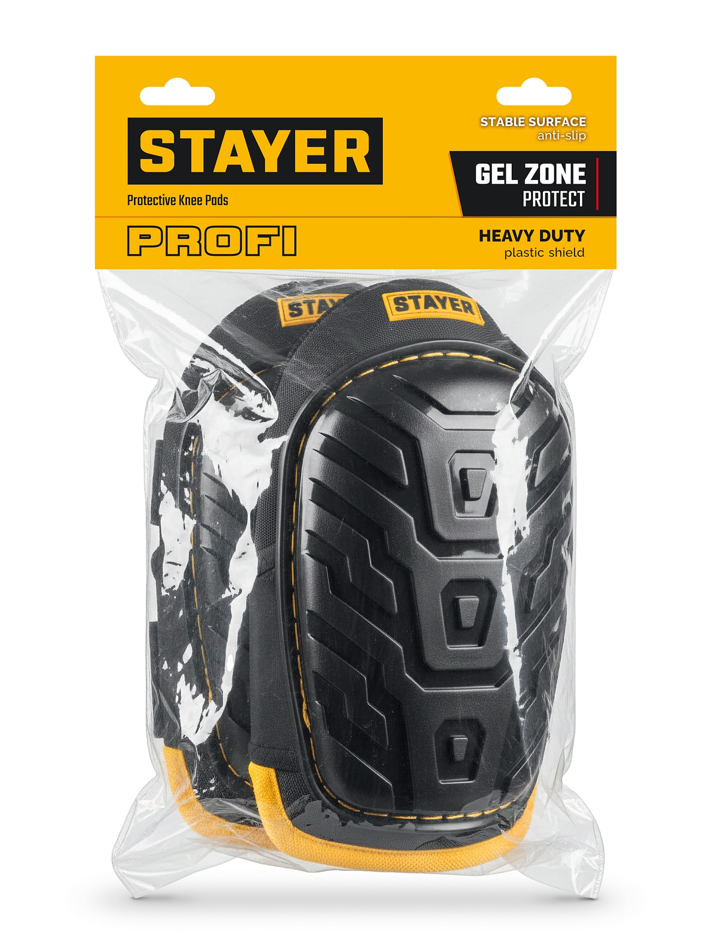 STAYER PROFI гелевая вставка, пластиковая накладка, противоскользящая поверхность, наколенники защитные (11198)