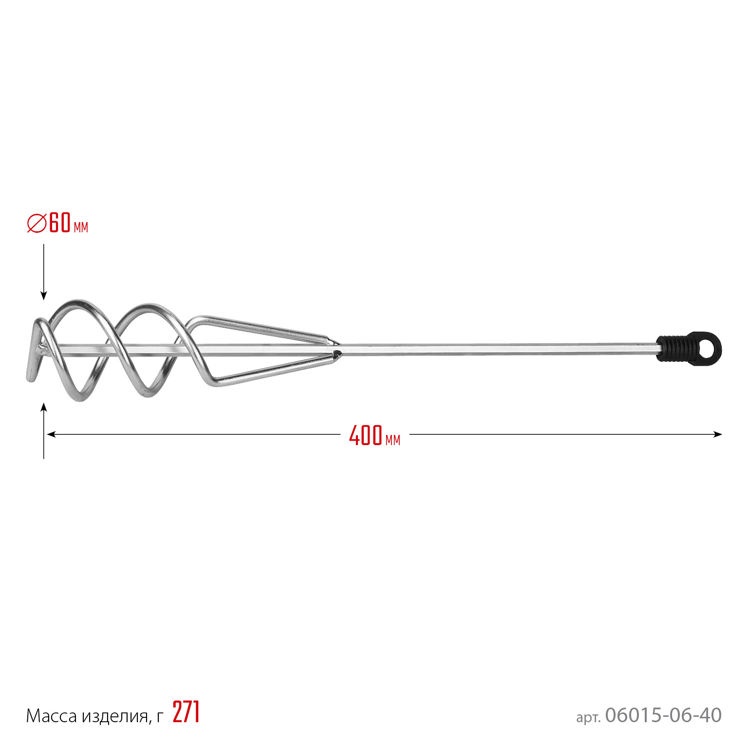 STAYER 60 х 400 мм, шестигранный хвостовик, оцинкованный, миксер для песчано-гипсовых смесей (06015-06-40)