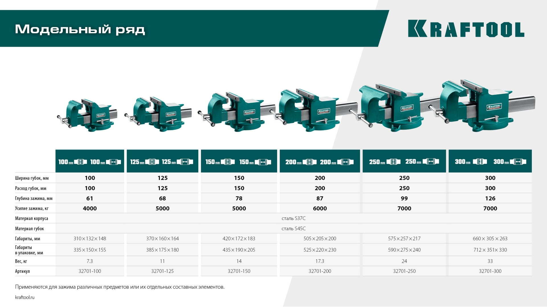 KRAFTOOL STEEL, 100 мм, стальные слесарные тиски (32701-100)