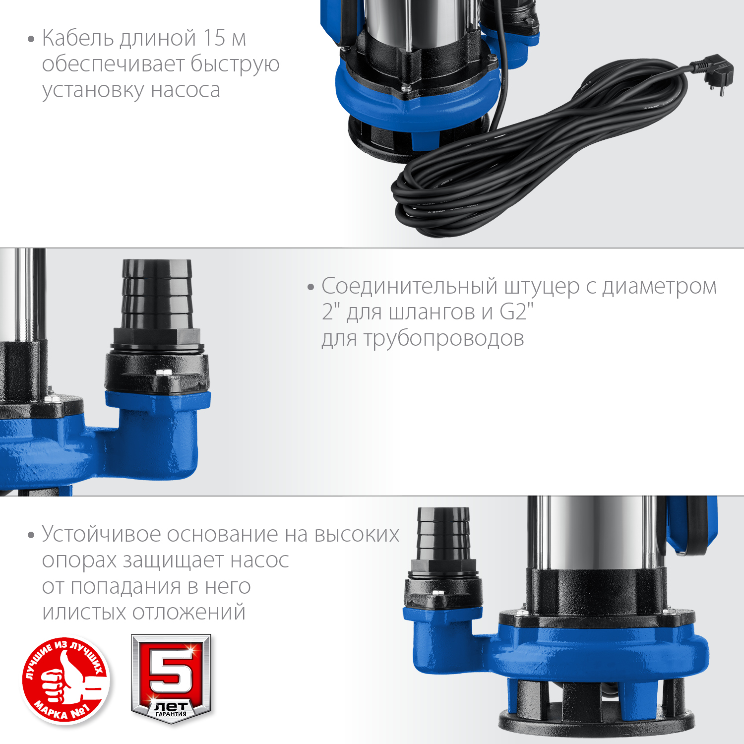 ЗУБР 1500 Вт, дренажный насос с большим напором для грязной воды, Профессионал (НПГ-Т5-1500)