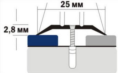 Порог алюминиевый  А-1 25x2,8x1800 мм, Серебро НЕ