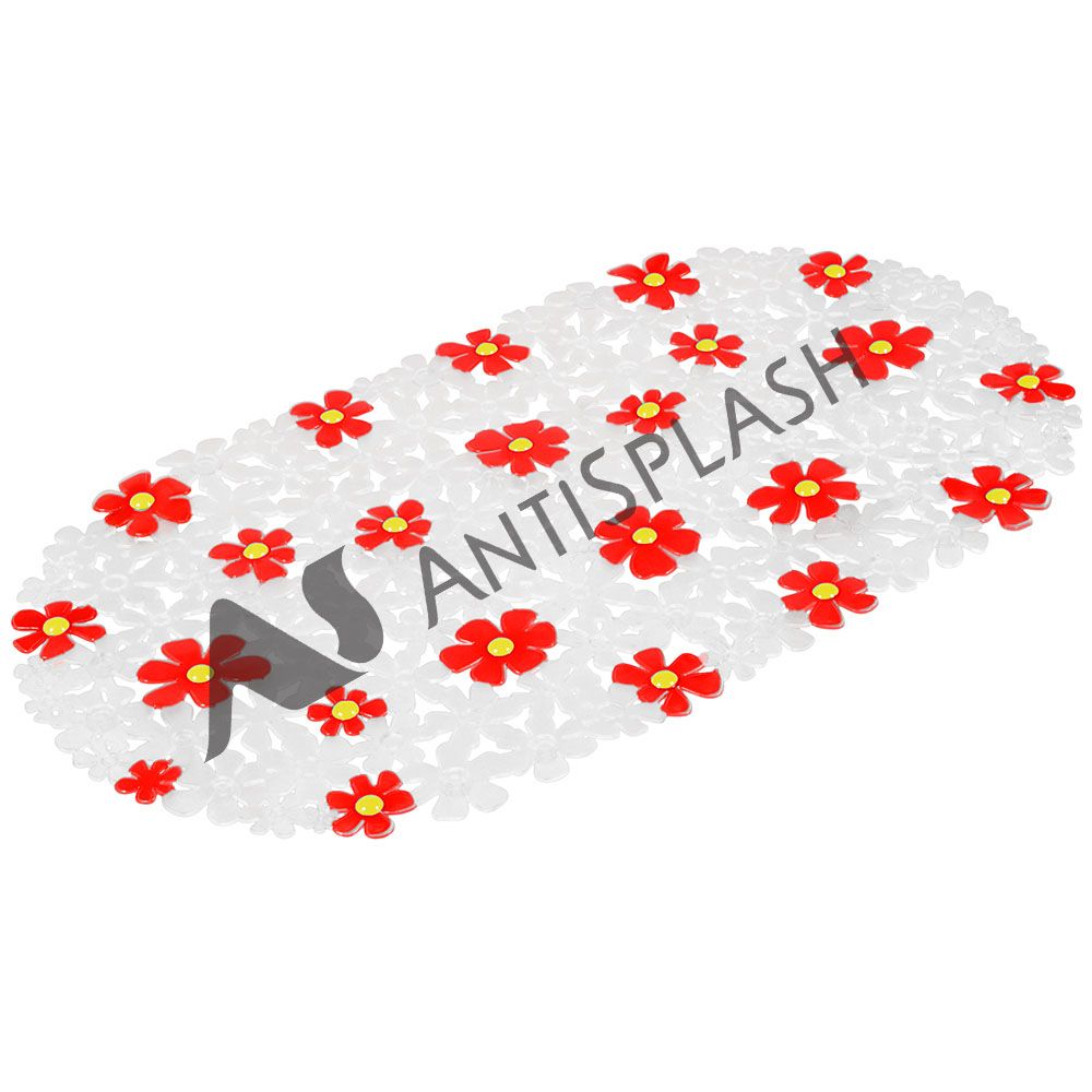 Коврик против скольжения "Ромашки"  37*66см красный