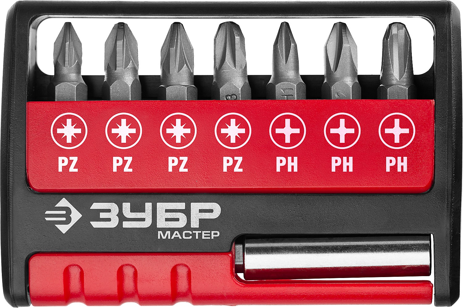ЗУБР MX-8, 8 шт, набор бит с адаптером (26089-H8)