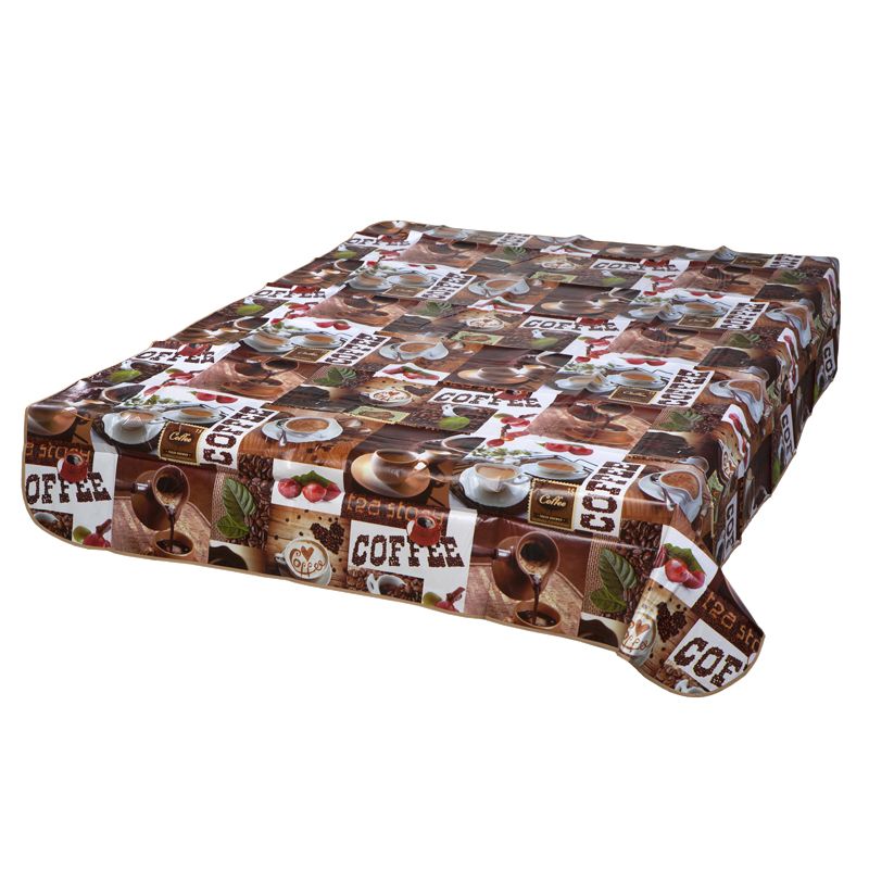 Скатерть ПВХ на нетканой основе "Кофе в чашках" 140x180см.