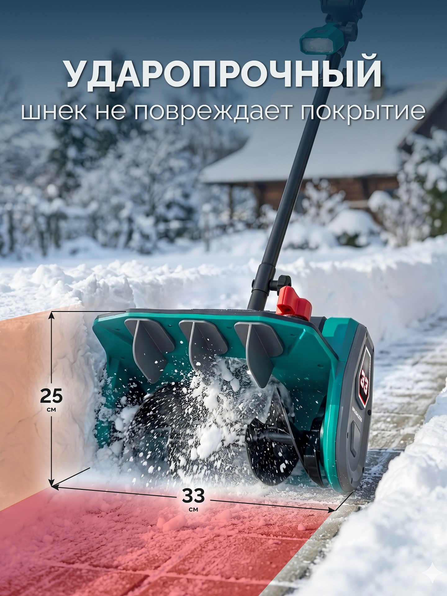 ЗУБР 20В, 33 см, 1 АКБ LMS (4 А·ч), лопата аккумуляторная (снегоуборщик) (СЛА-33-41)