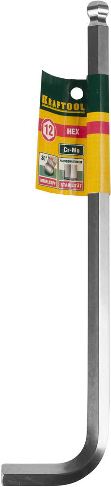 KRAFTOOL HEX-Ball 12 мм, шестигранный ключ с шаром, Cr-Mo (27437-12)