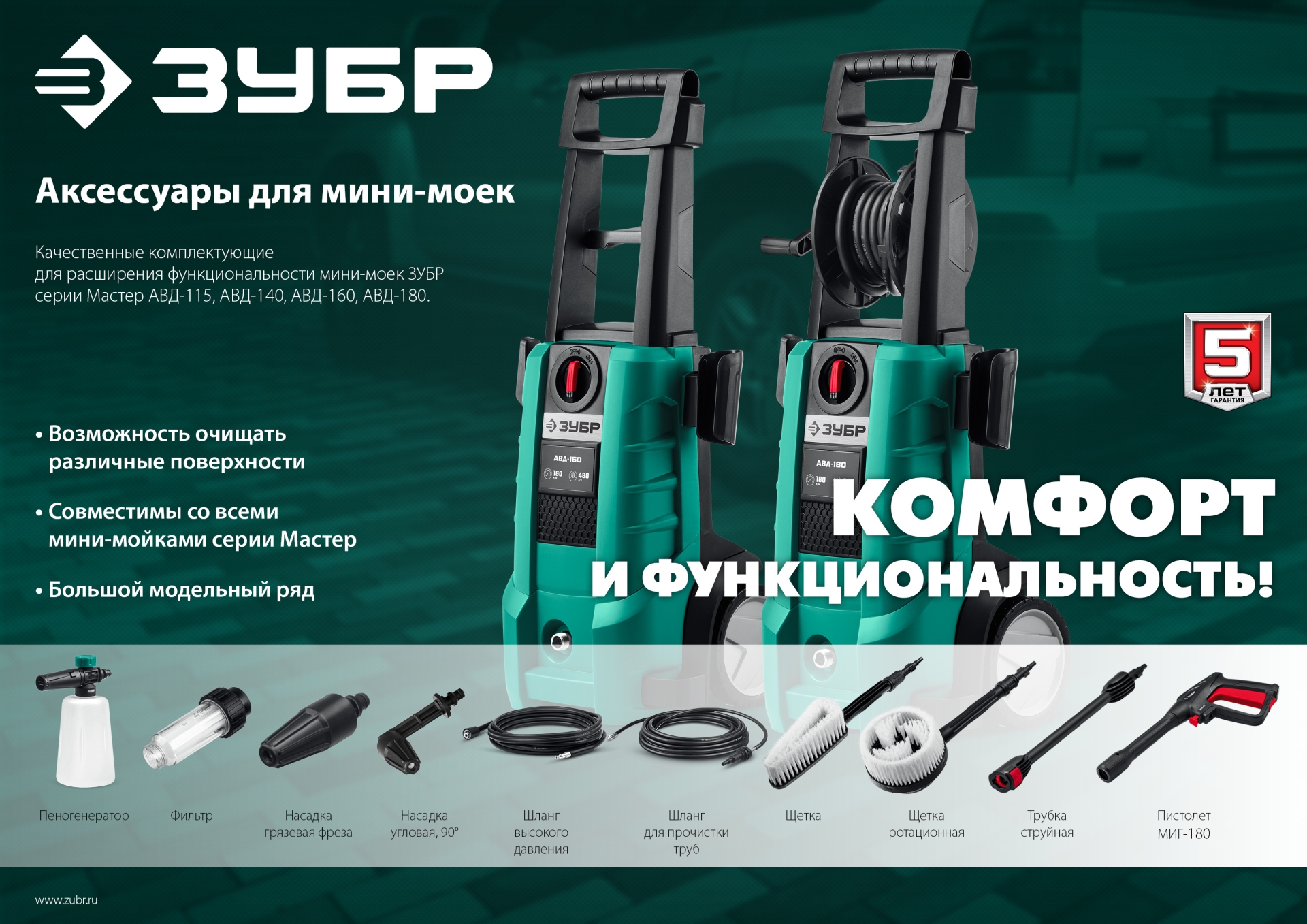 ЗУБР для пистолета МИГ-180, 15 м, шланг для прочистки труб (70414-180-15)