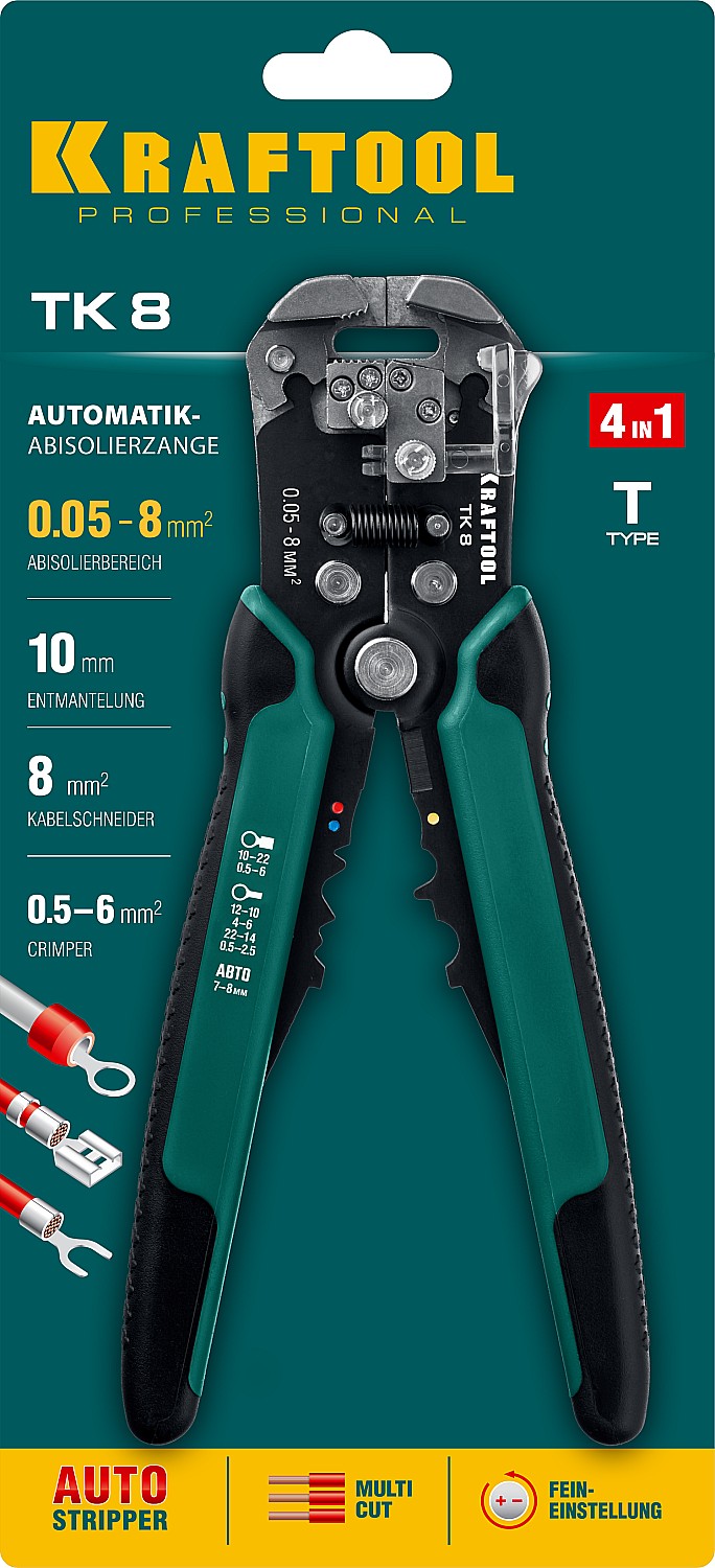 KRAFTOOL TK-8, 0.05 - 8 мм2, автоматический стриппер (22637)