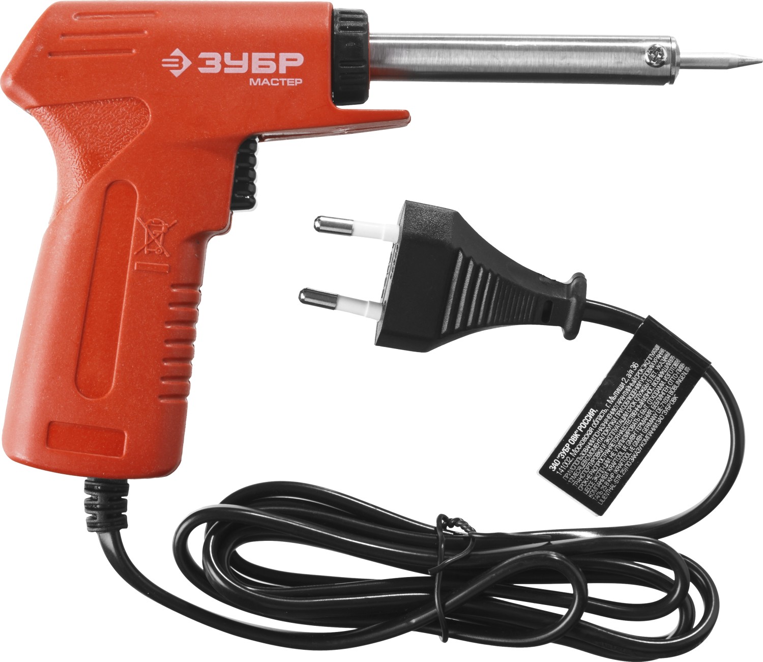 ЗУБР 30 Вт + 70 Вт, конус, электропаяльник с пистолетной рукояткой (55404)