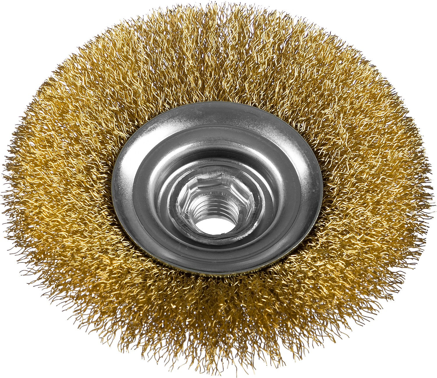 ЗУБР 125 мм, витая стальная латунированная проволока 0.3 мм, коническая щетка-крацовка для УШМ, Профессионал (35267-125)