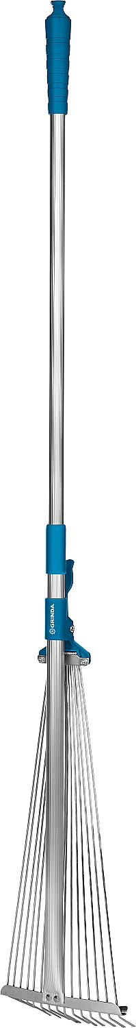 GRINDA PR-50, длина 800 - 1240 мм, ширина 170 - 450 мм, телескопический алюминиевый черенок, регулируемые веерные грабли, PROLine (421868)