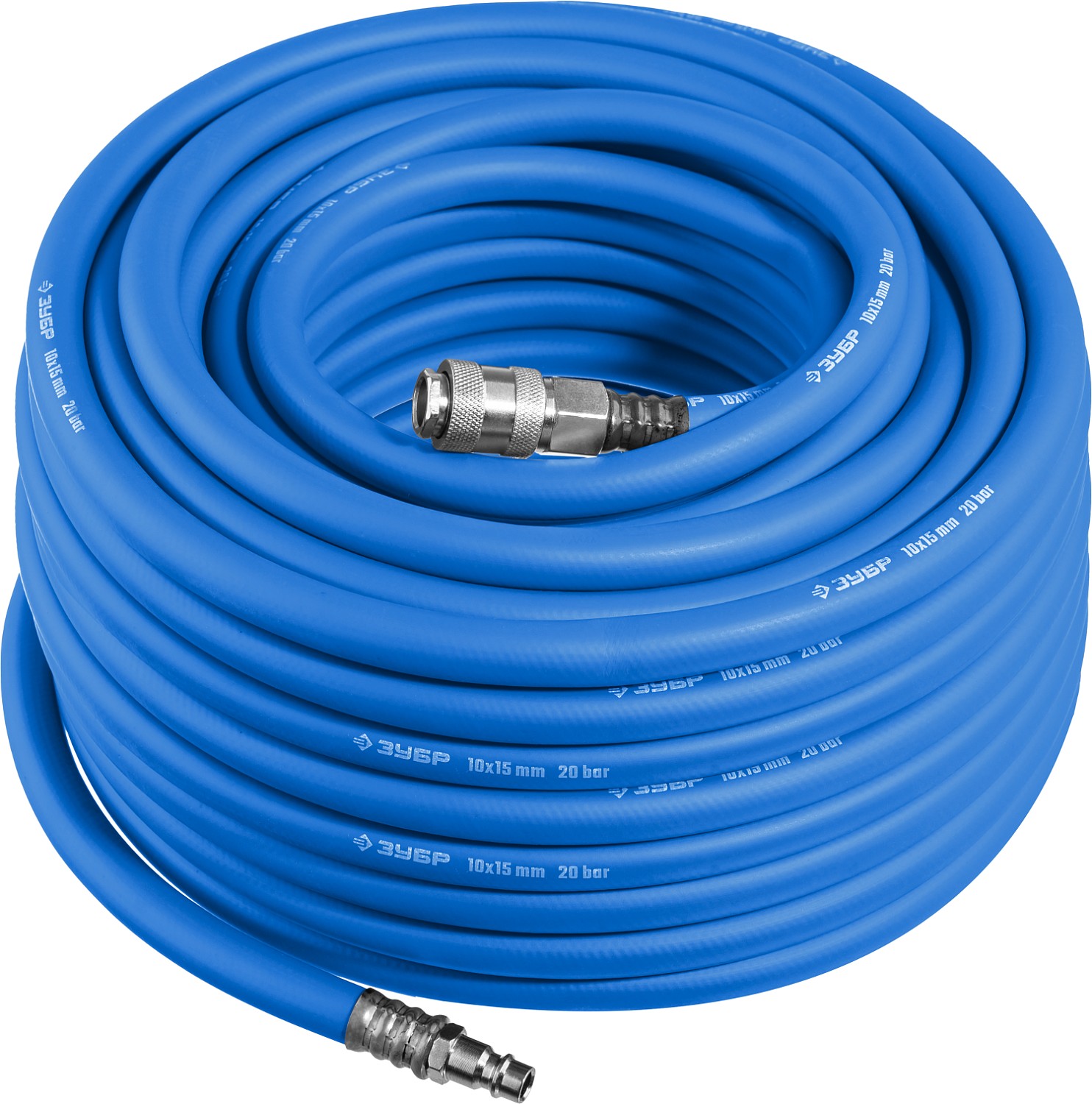 ЗУБР 20 м, 10 х 15 мм, 20 бар, воздушный шланг с фитингами рапид, Профессионал (6481-20)