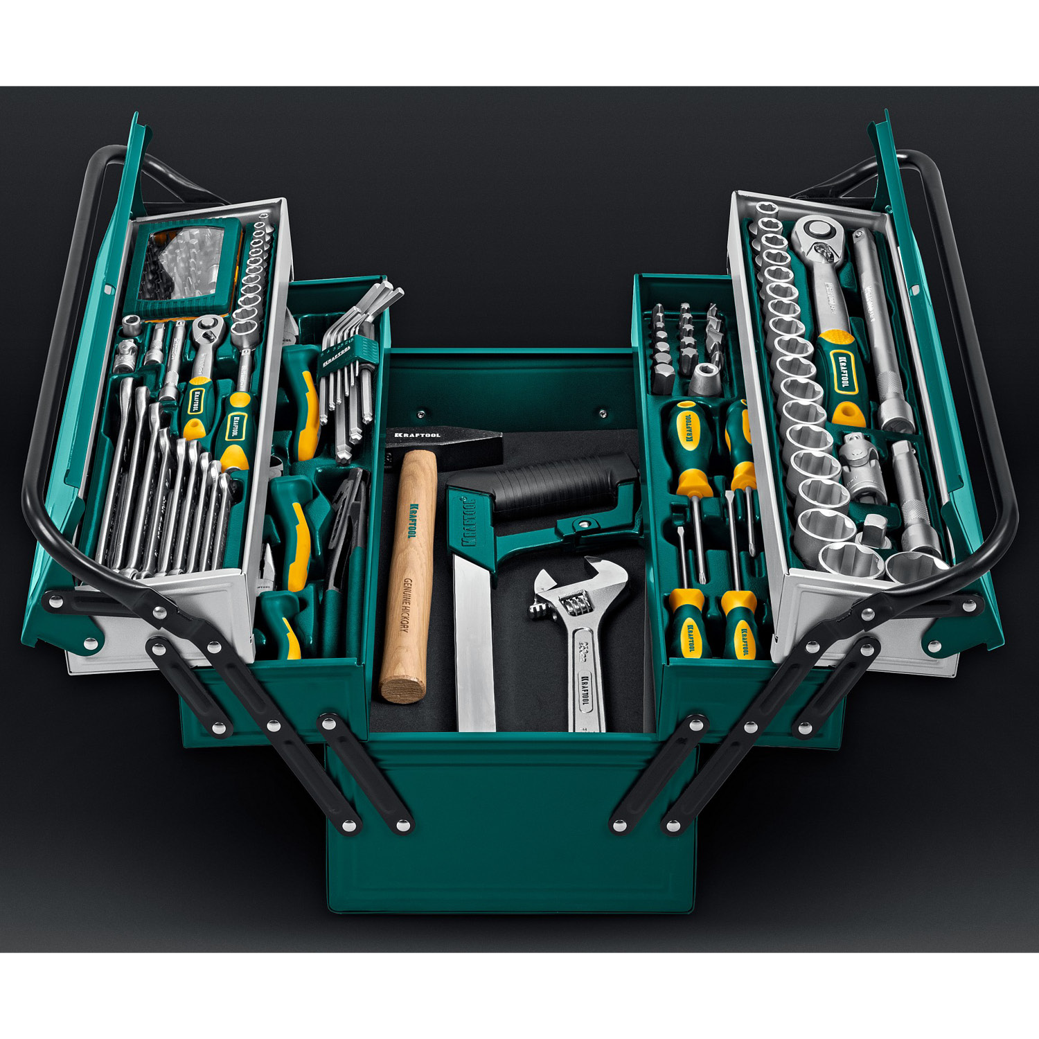 KRAFTOOL GRAND-131, 131 предм., (1/2″+1/4″), универсальный набор инструмента (27978-H131)