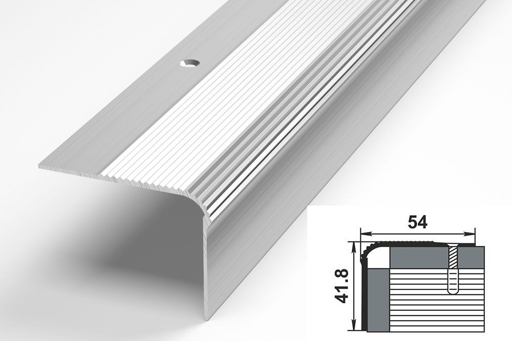 Порог алюминиевый  ПУ-02 54x41,8x1800 мм, без покрытия