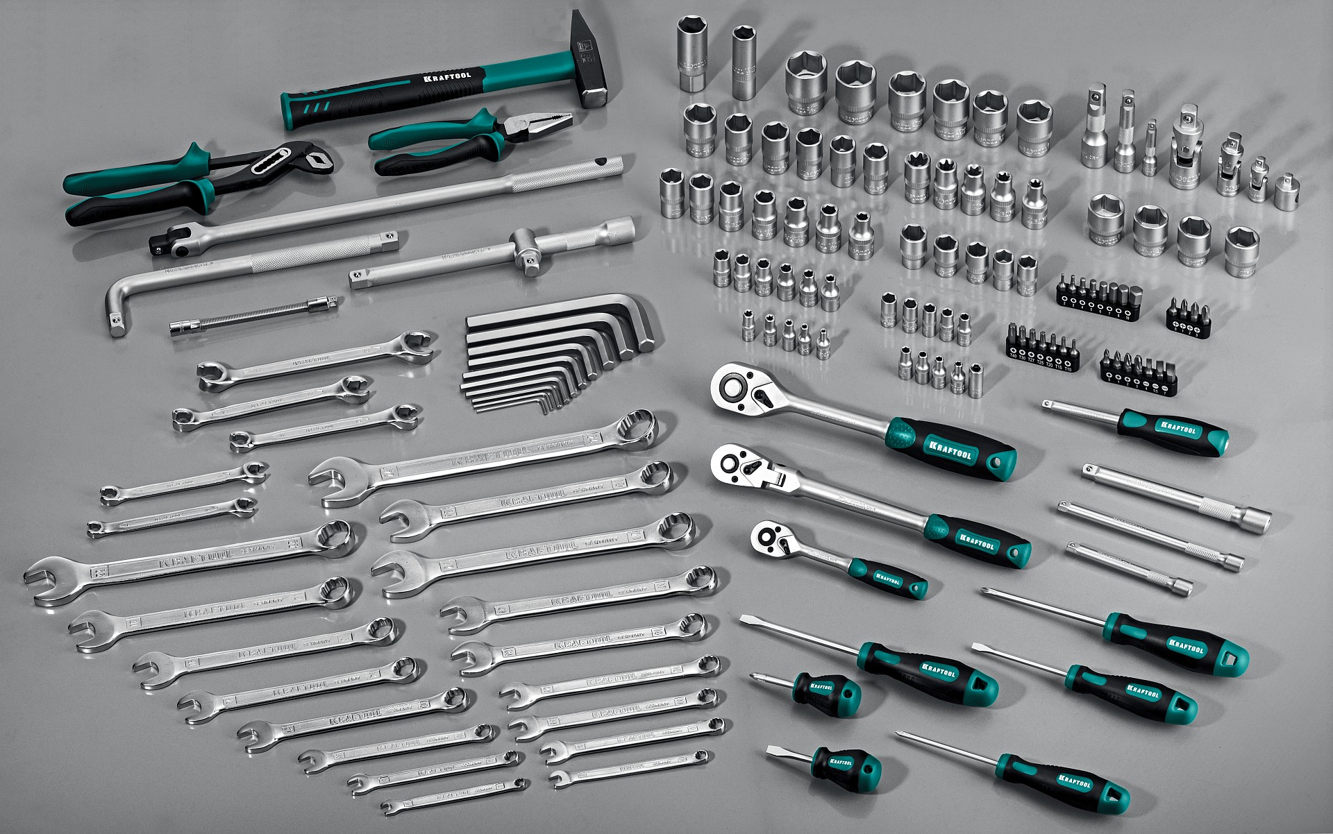 KRAFTOOL EXTREM-142, 142 предм., (1/2″+3/8″+1/4″), универсальный набор инструмента (27889-H142)