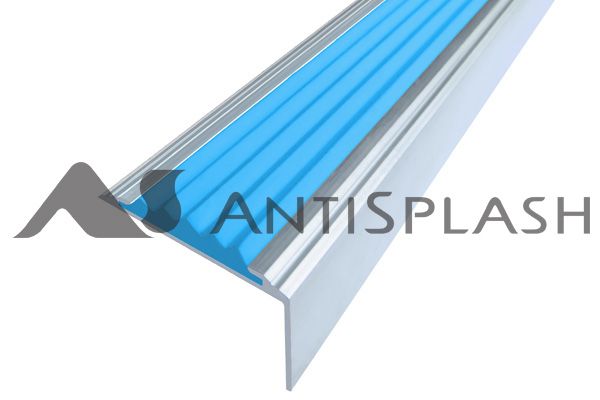Алюминиевый угол-порог АУ-38, 38x20 мм золото матовое 2700мм голубая вставка