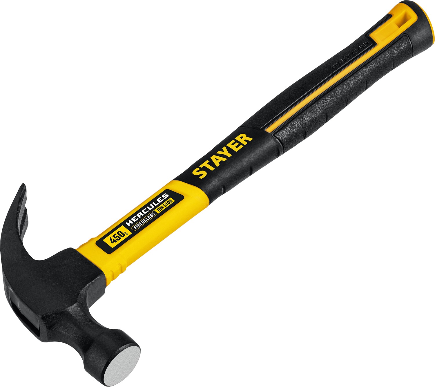 STAYER Hercules, 450 г, молоток-гвоздодёр столярный с фиберглассовой рукояткой, Professional (2026-450)