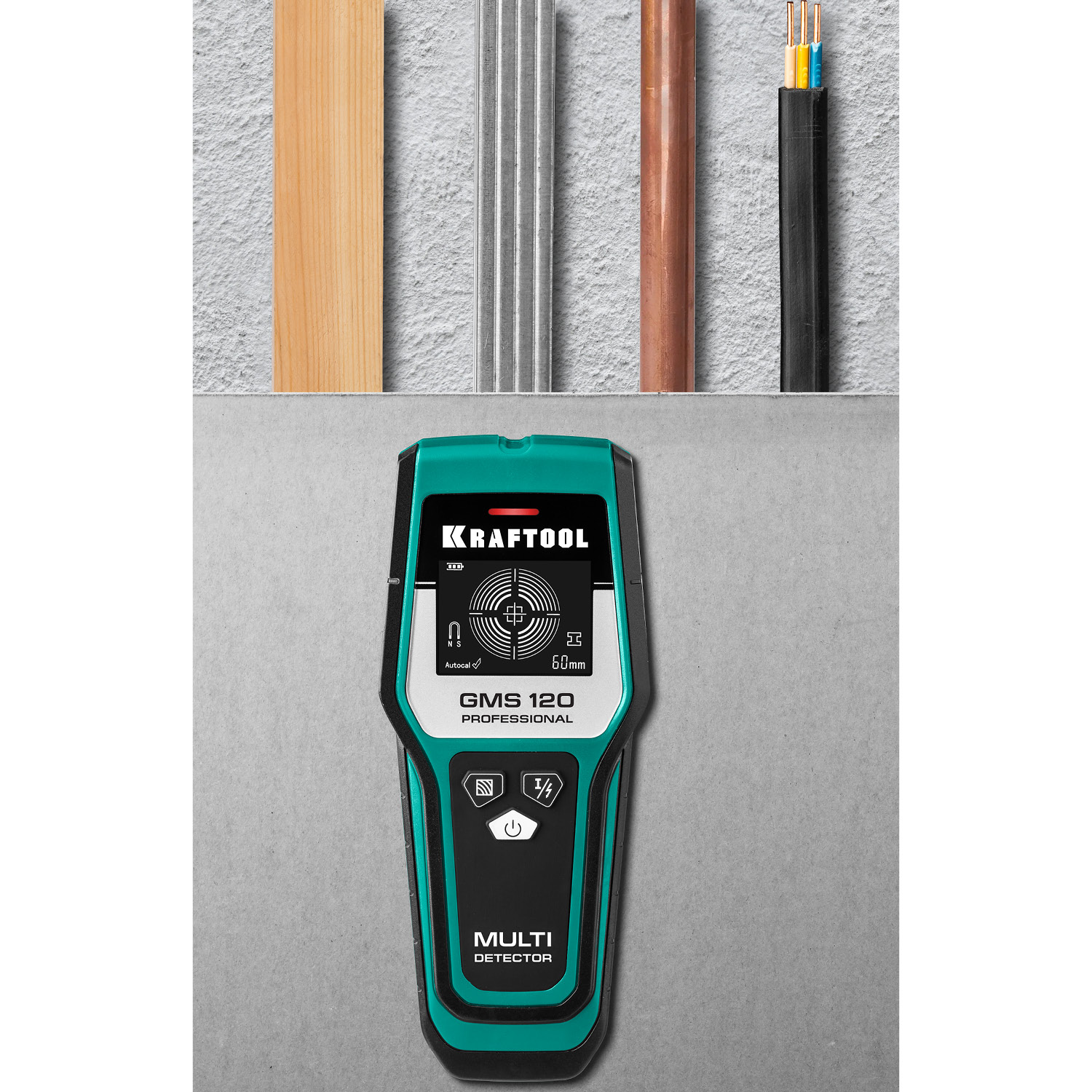 KRAFTOOL GMS-120, ЖК дисплей, универсальный детектор проводки (45298)