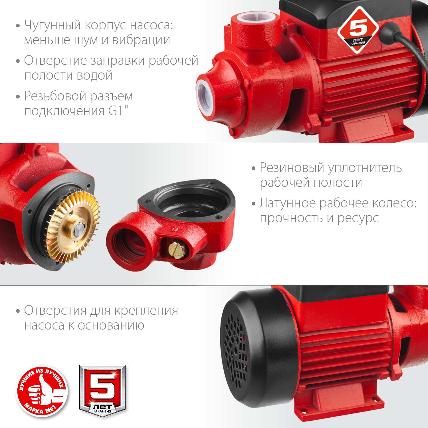 ЗУБР 400 Вт , поверхностный вихревой насос, корпус из чугуна (НС-М1-400-Ч)
