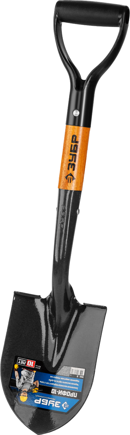 ЗУБР Профи-10, 66 см, деревянный черенок из дуба, укороченная штыковая лопата, автомобильная, закаленное полотно, Профессионал (39355)