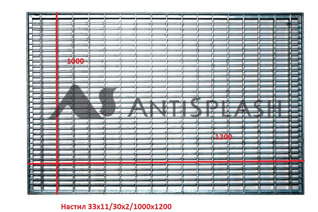Решетка стальная 1000x1200x30 мм (ячейка 33x11 мм),  38,4кг