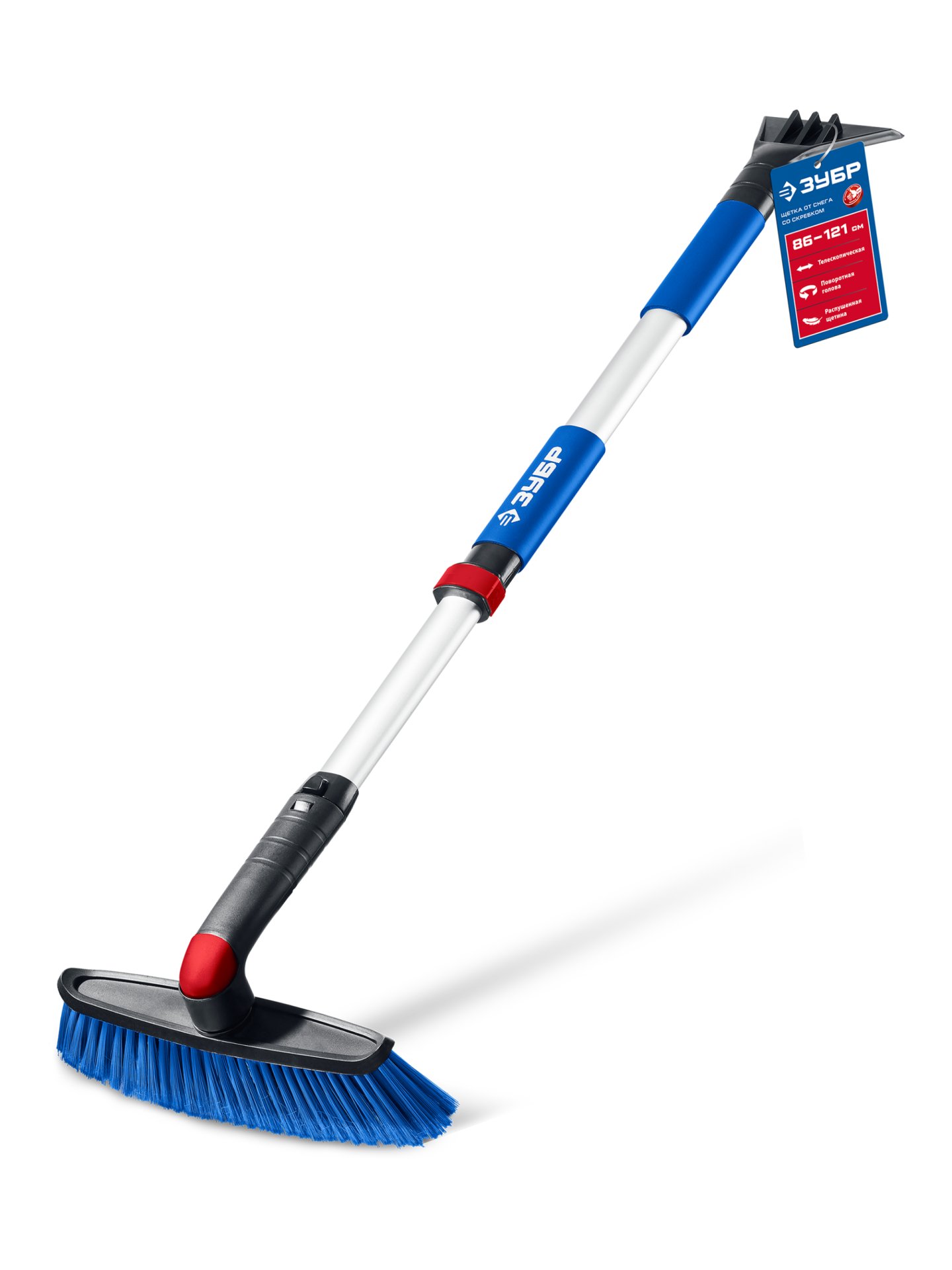 ЗУБР телескопическая щётка с поворотной головой от снега автомобильная, 860-1210 мм, Профессионал (61062)