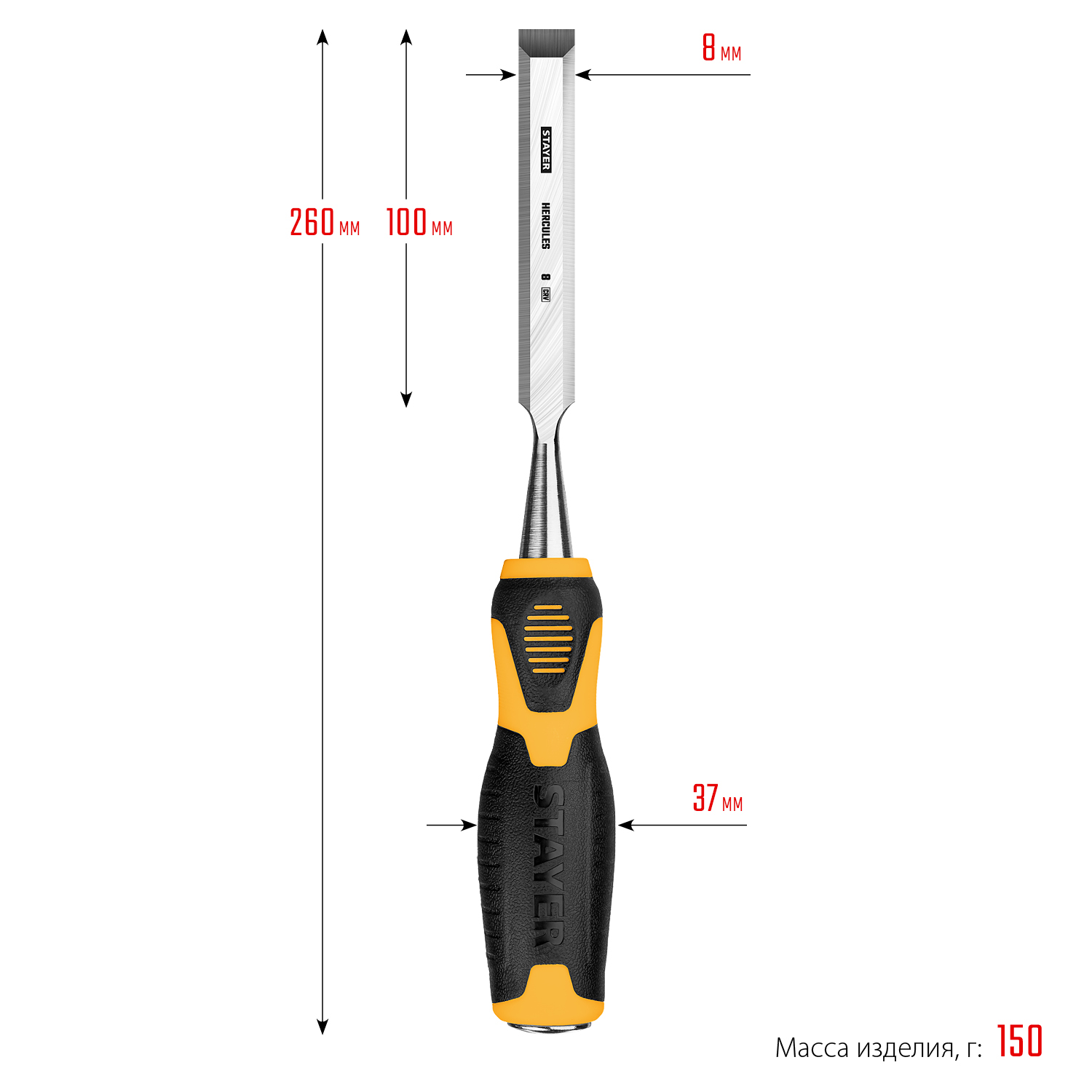 STAYER Hercules, 8 мм, стамеска-долото, Professional (18205-08)