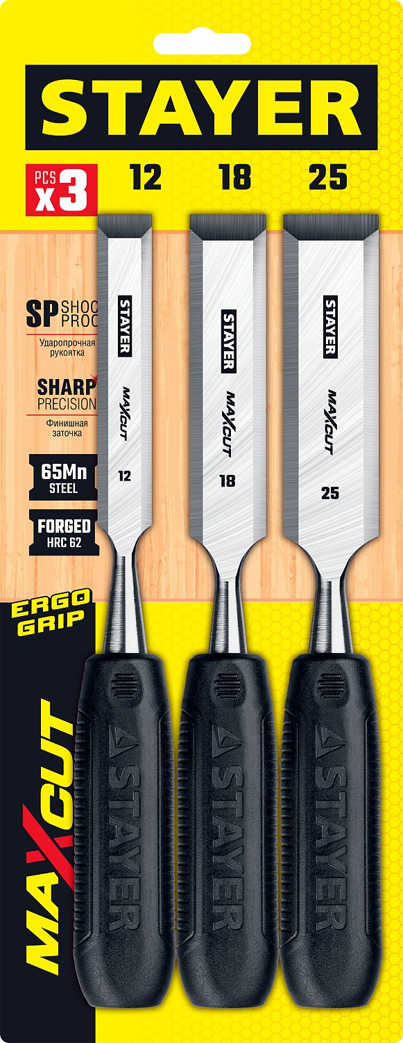 STAYER Max-Cut, 3 предм., набор стамесок (1820-H3)
