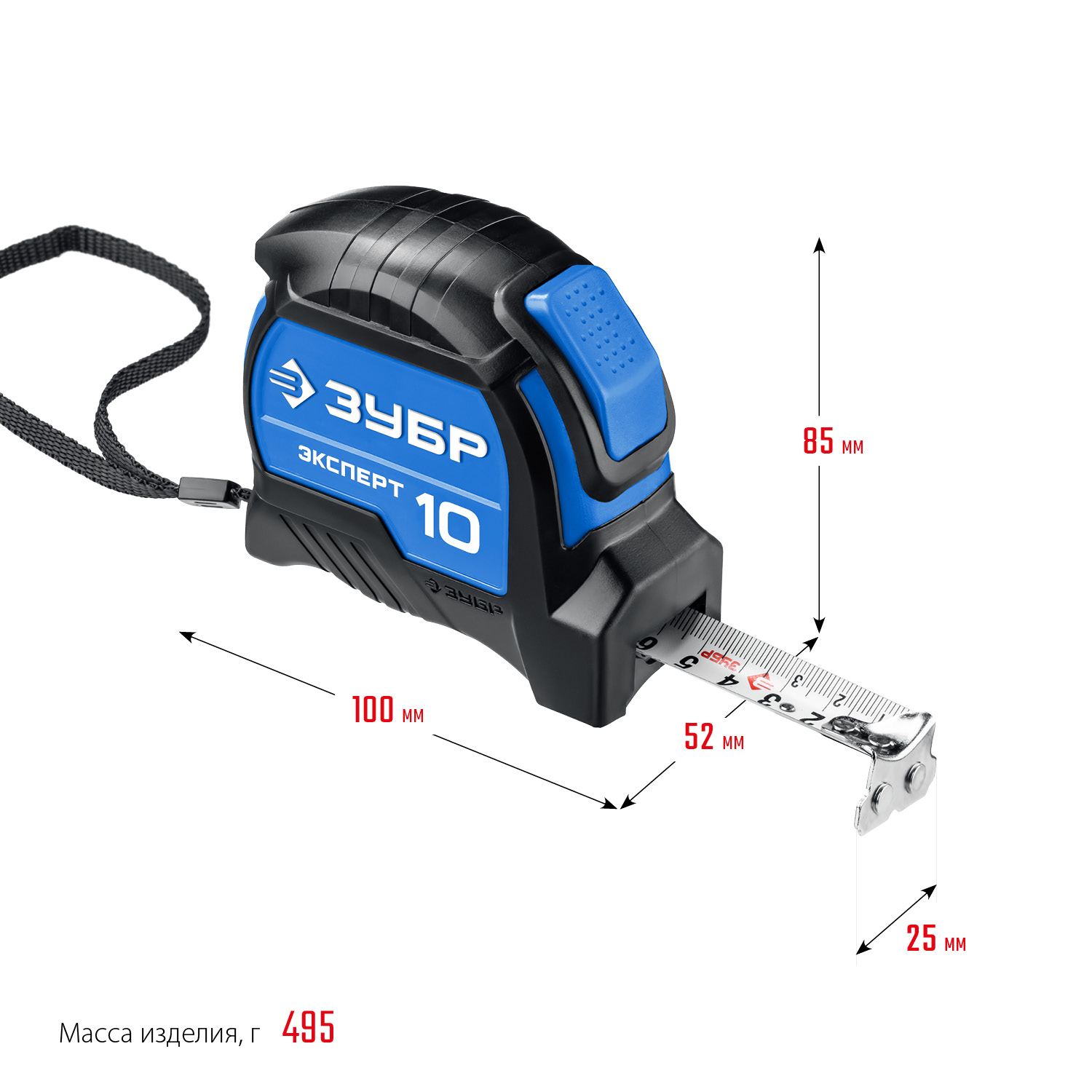 ЗУБР ЭКСПЕРТ, 10 м х 25 мм, рулетка с автостопом, Профессионал (34057-10-25)