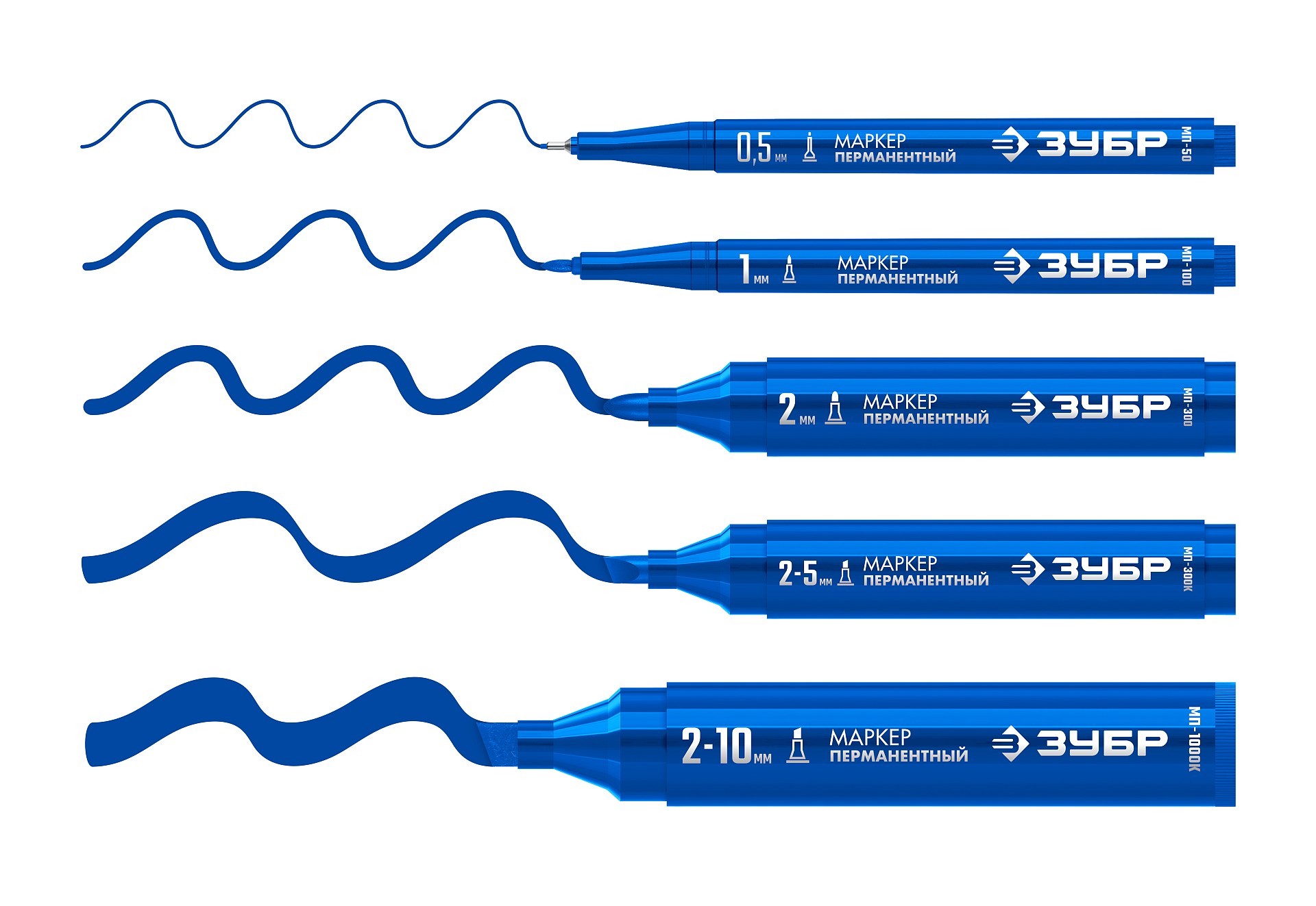 ЗУБР МП-300 синий, 2 мм перманентный маркер (06322-7)