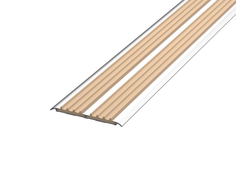 Алюминиевая полоса с двумя резиновыми вставками АП-72 Евро, 2500мм Бежевый