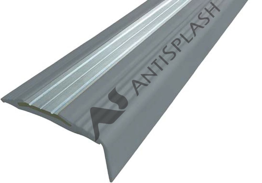 Резиновый профиль с алюминиевой вставкой «NoSlip», угол, 2,7 м серый