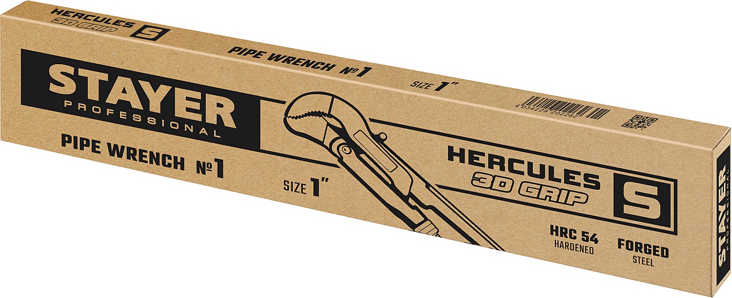 STAYER Hercules-S, №1, 1″, 330 мм, трубный ключ с изогнутыми губками, Professional (27311-1)