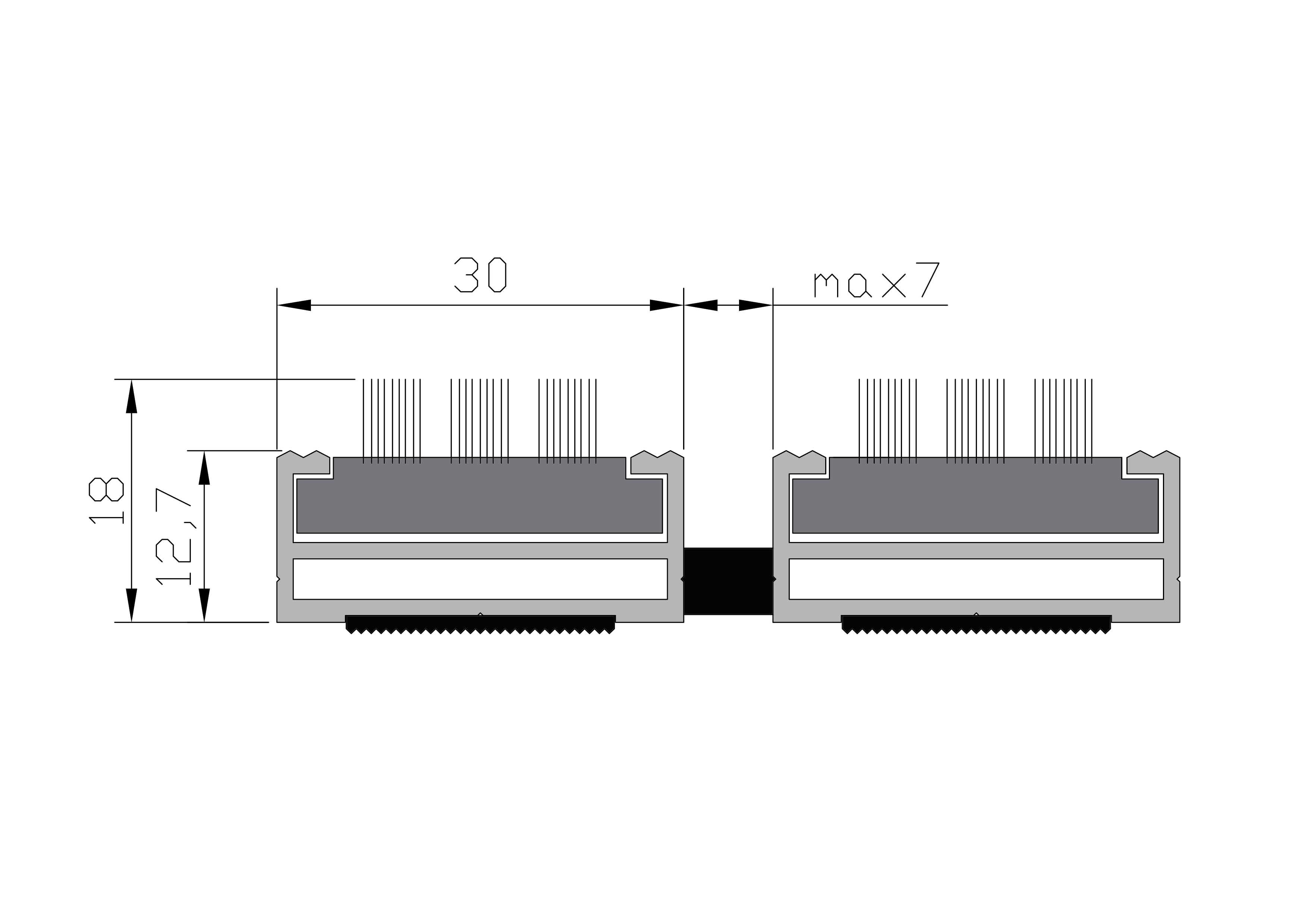 Придверная решетка «Сити Слим», бруш, черная