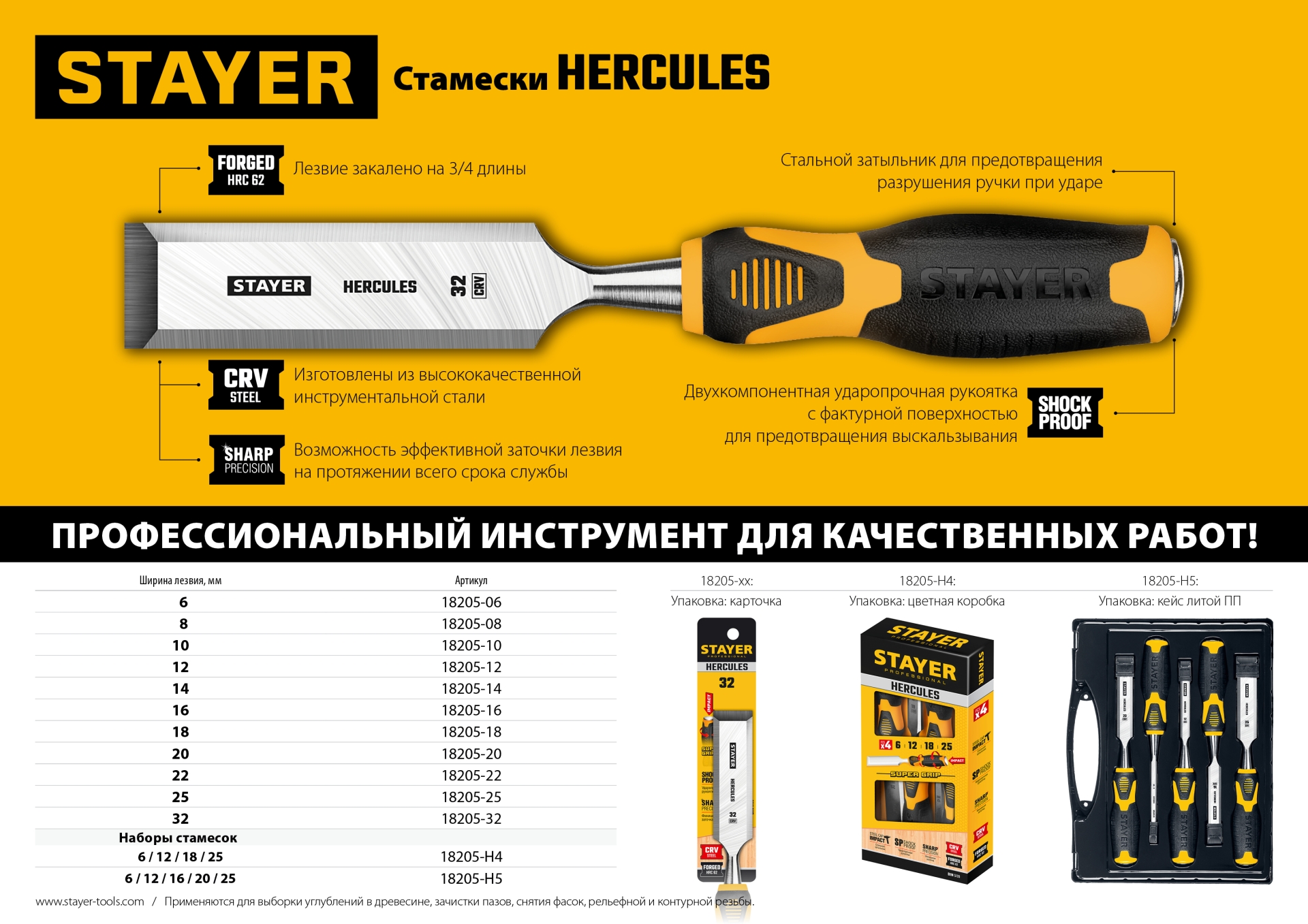 STAYER Hercules, 6 мм, стамеска-долото, Professional (18205-06)