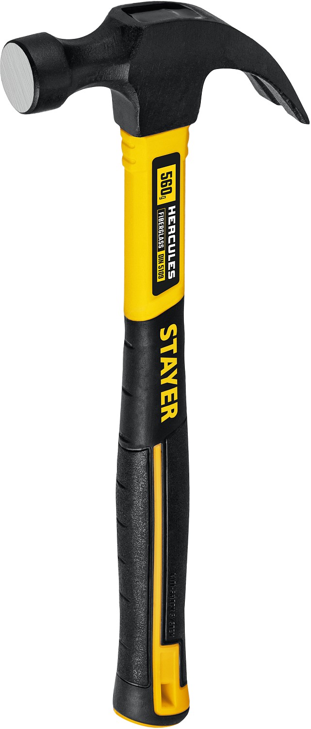 STAYER Hercules, 560 г, молоток-гвоздодёр столярный с фиберглассовой рукояткой, Professional (2026-560)