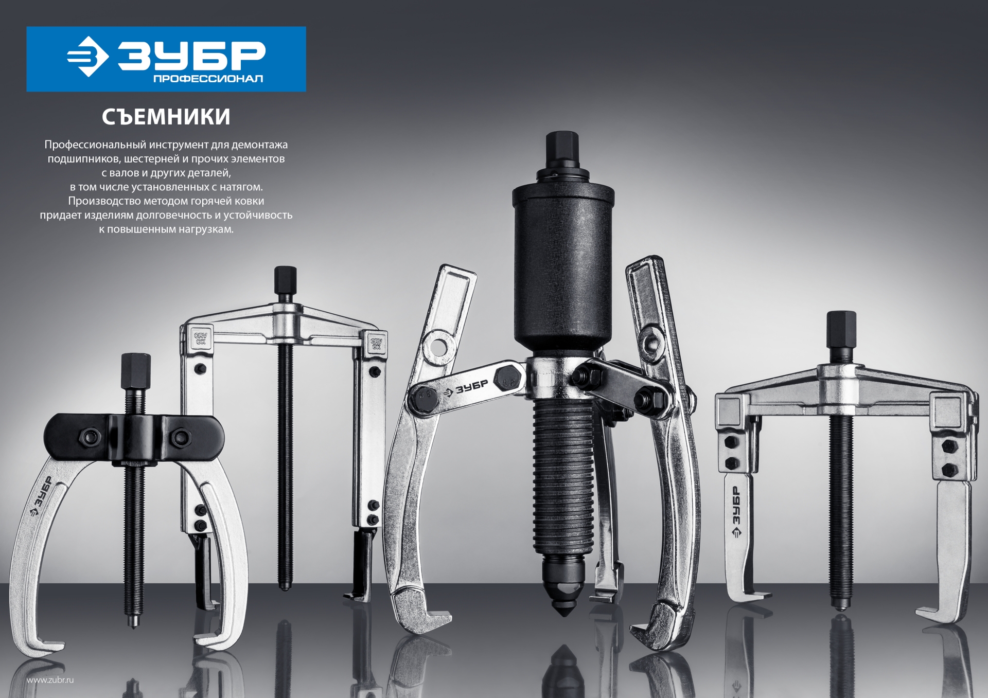 ЗУБР набор съемников со сменными захватами в кейсе, Профессионал (43305-H13)