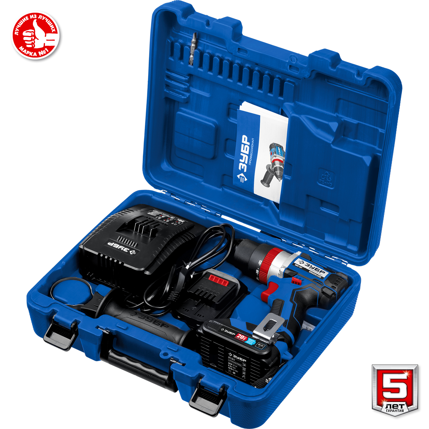 ЗУБР Т7, 20 В, 70 Н·м, 2 АКБ (2 А·ч), бесщеточная ударная дрель-шуруповерт, кейс, Профессионал (DBS-201-22)