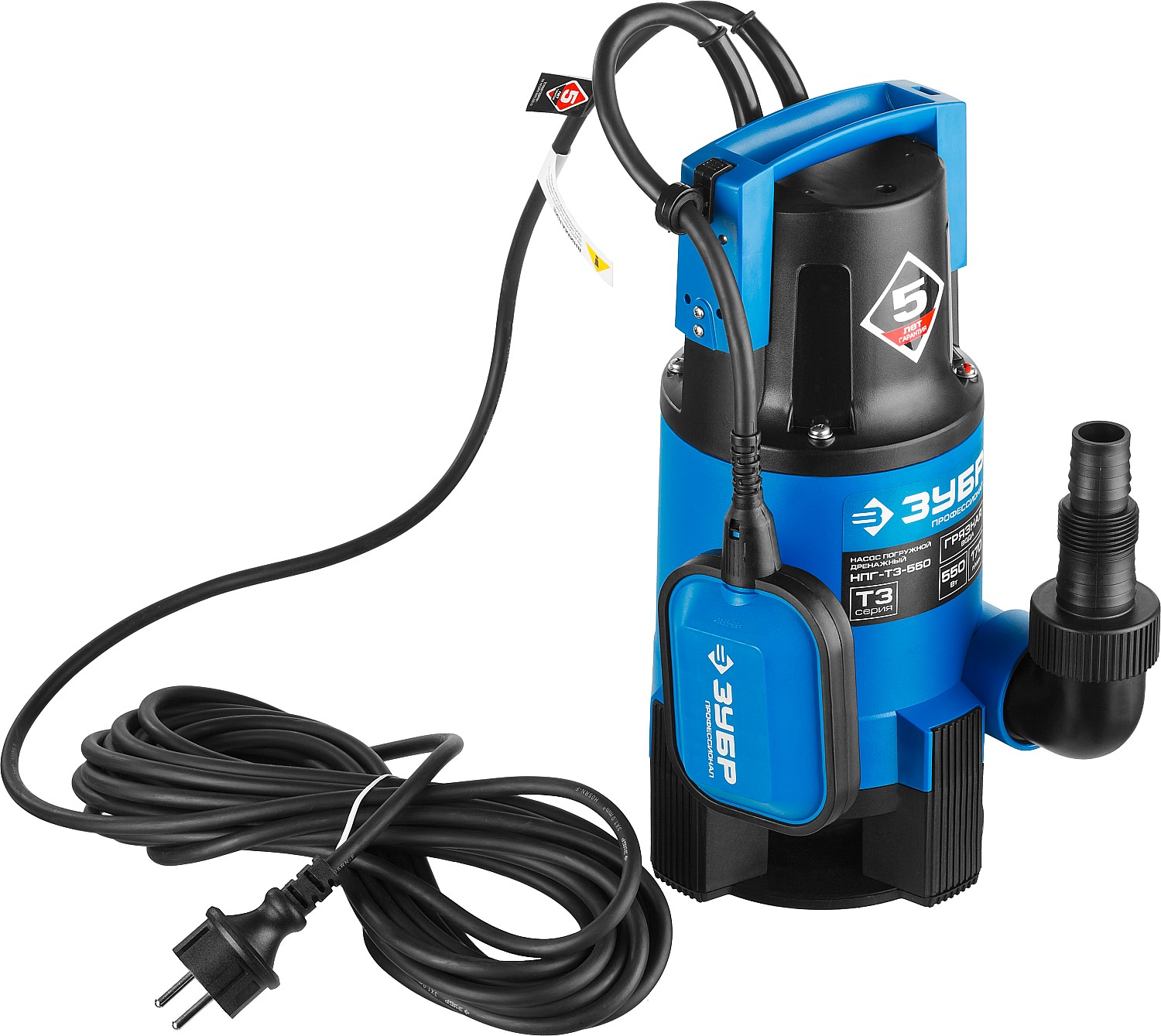 ЗУБР 550 Вт, дренажный насос для грязной воды, Профессионал (НПГ-Т3-550)