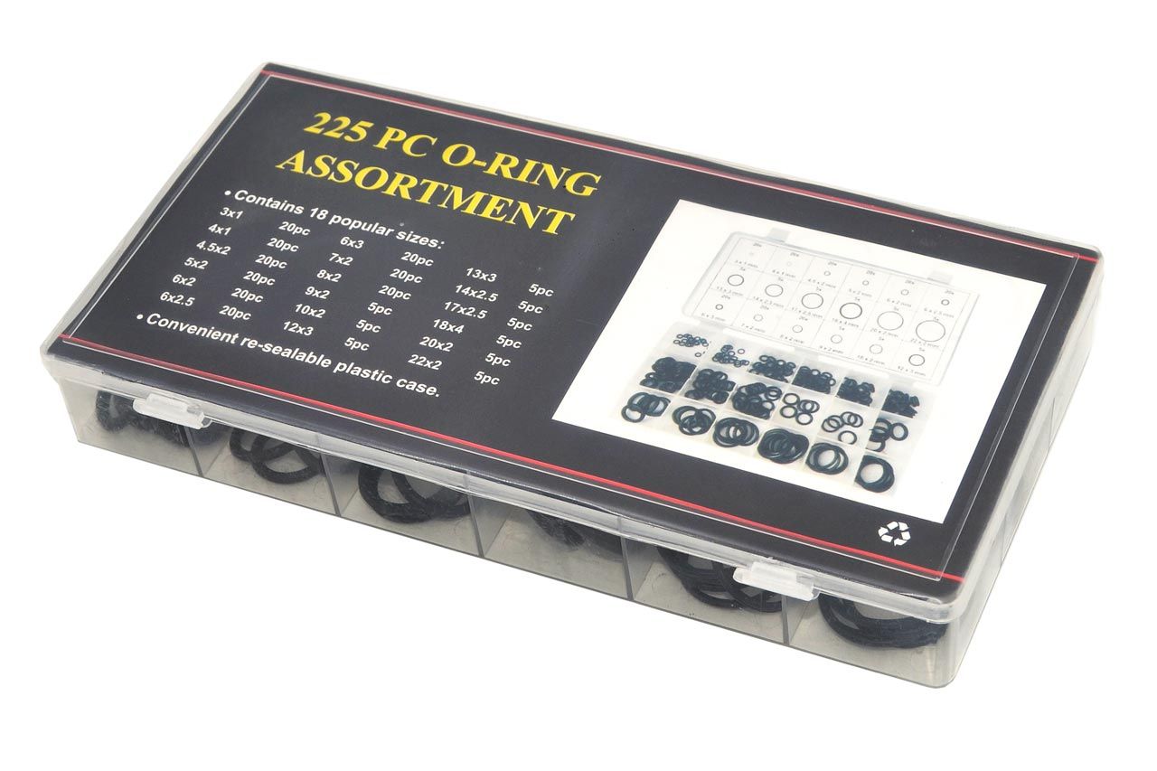 Набор колец уплот. резин. Метр. 225 шт