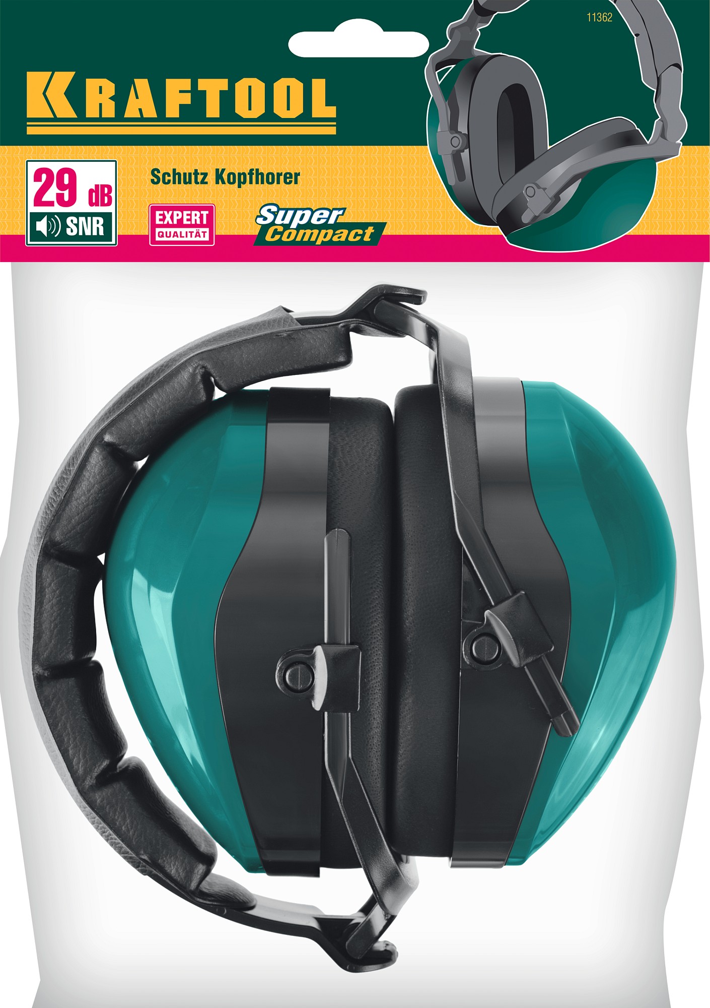 KRAFTOOL PROFI защита до 109 дБ, шарнирное крепление чашек, защитные наушники со складным мягким оголовьем (11362)
