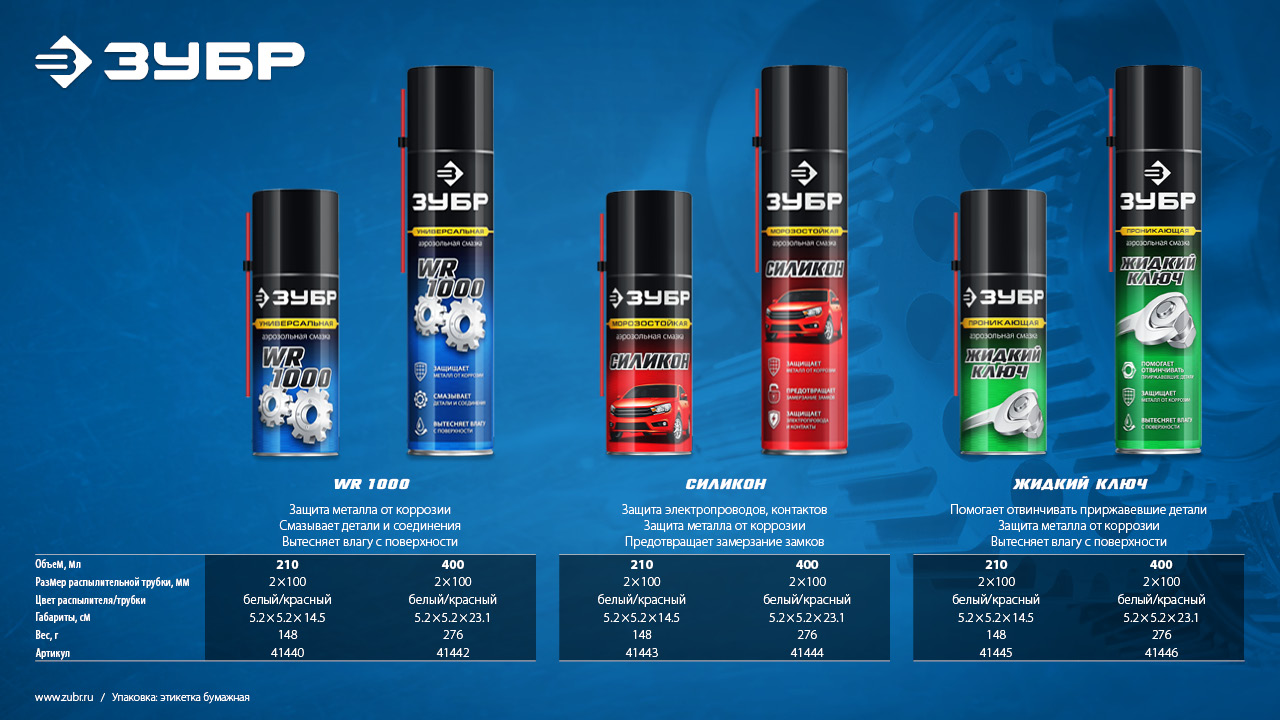 ЗУБР WR-1000 210 мл, средство для тысячи применений, Многофункциональная аэрозольная смазка, ПРОФЕССИОНАЛ (41440)