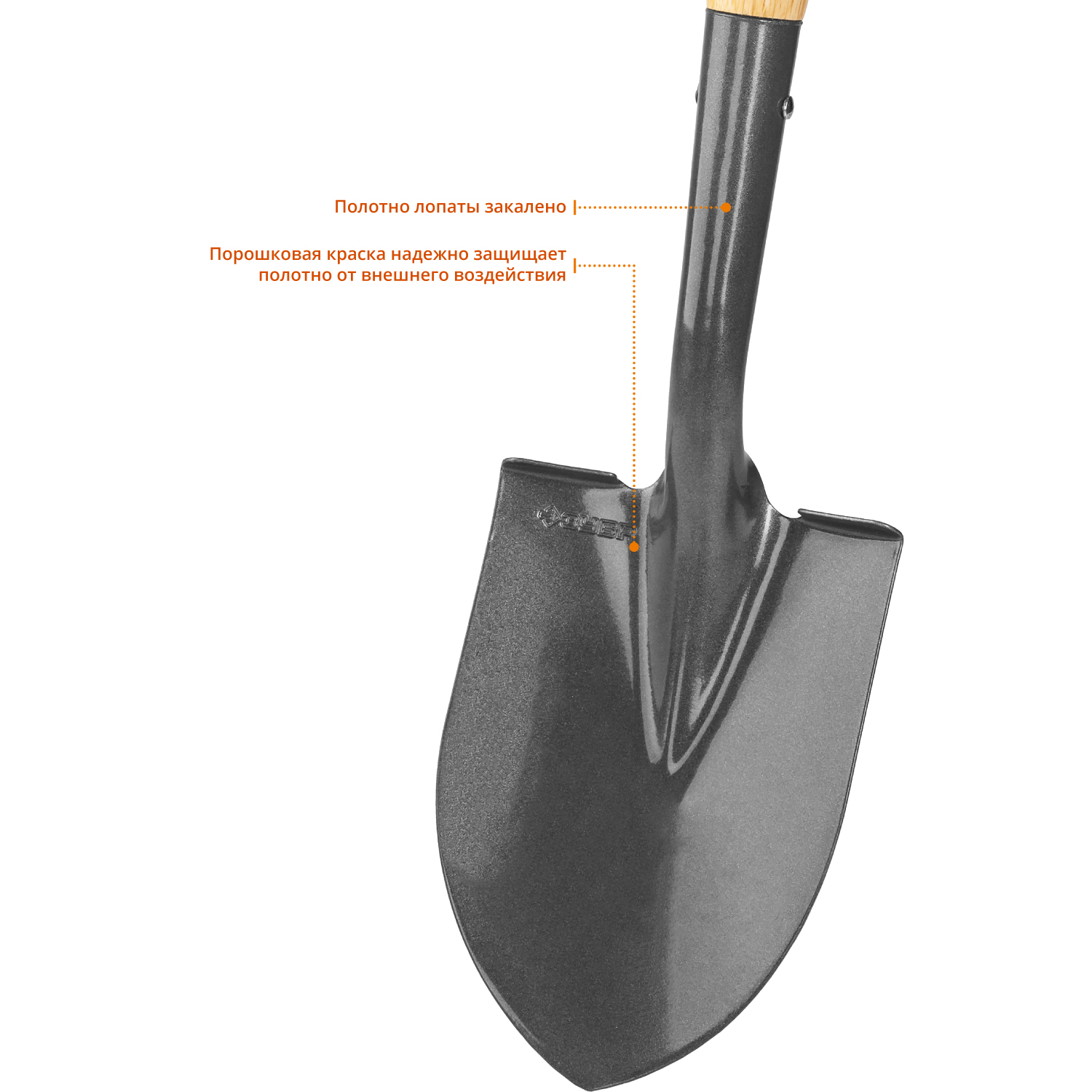ЗУБР Фаворит-А, 80 см, деревянный лакированный черенок, укороченная штыковая лопата, автомобильная, закаленное полотно, Профессионал (4-39504)
