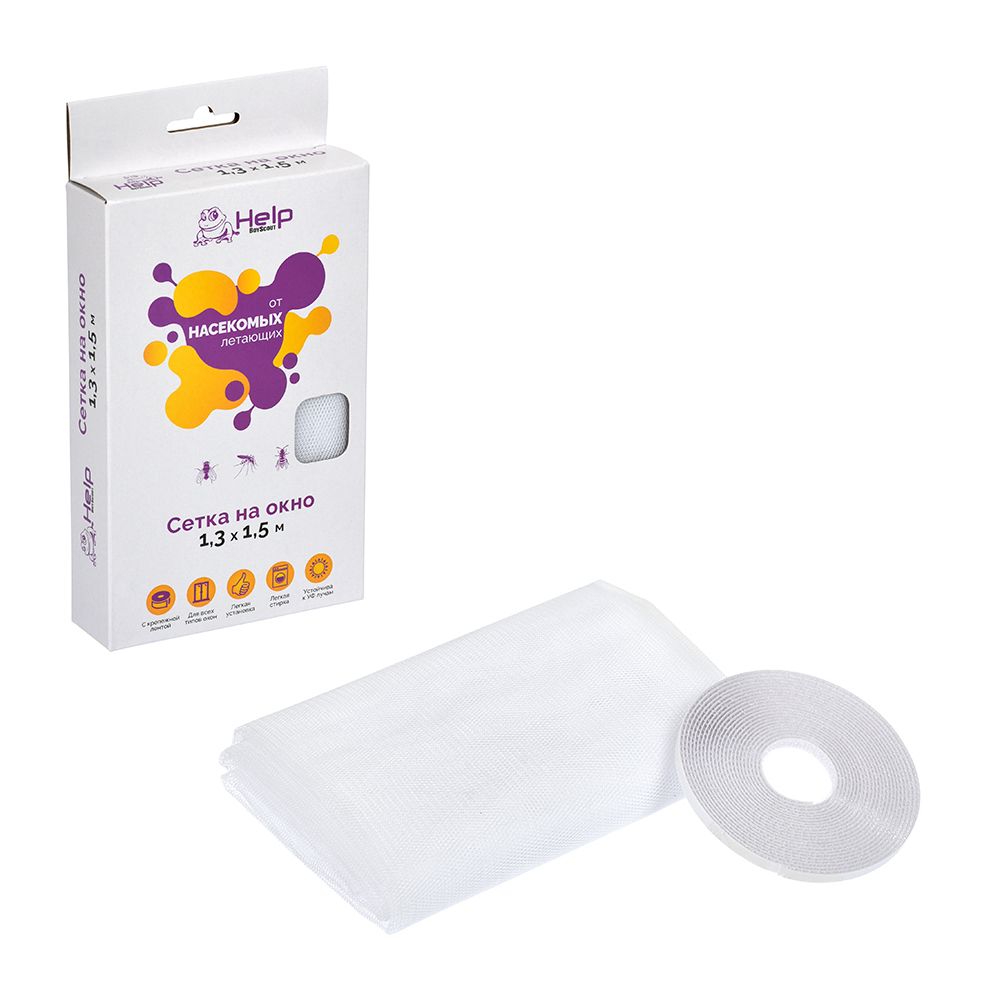 Сетка противомоскитная для окон, 130х150 см, с крепежной лентой в комплекте