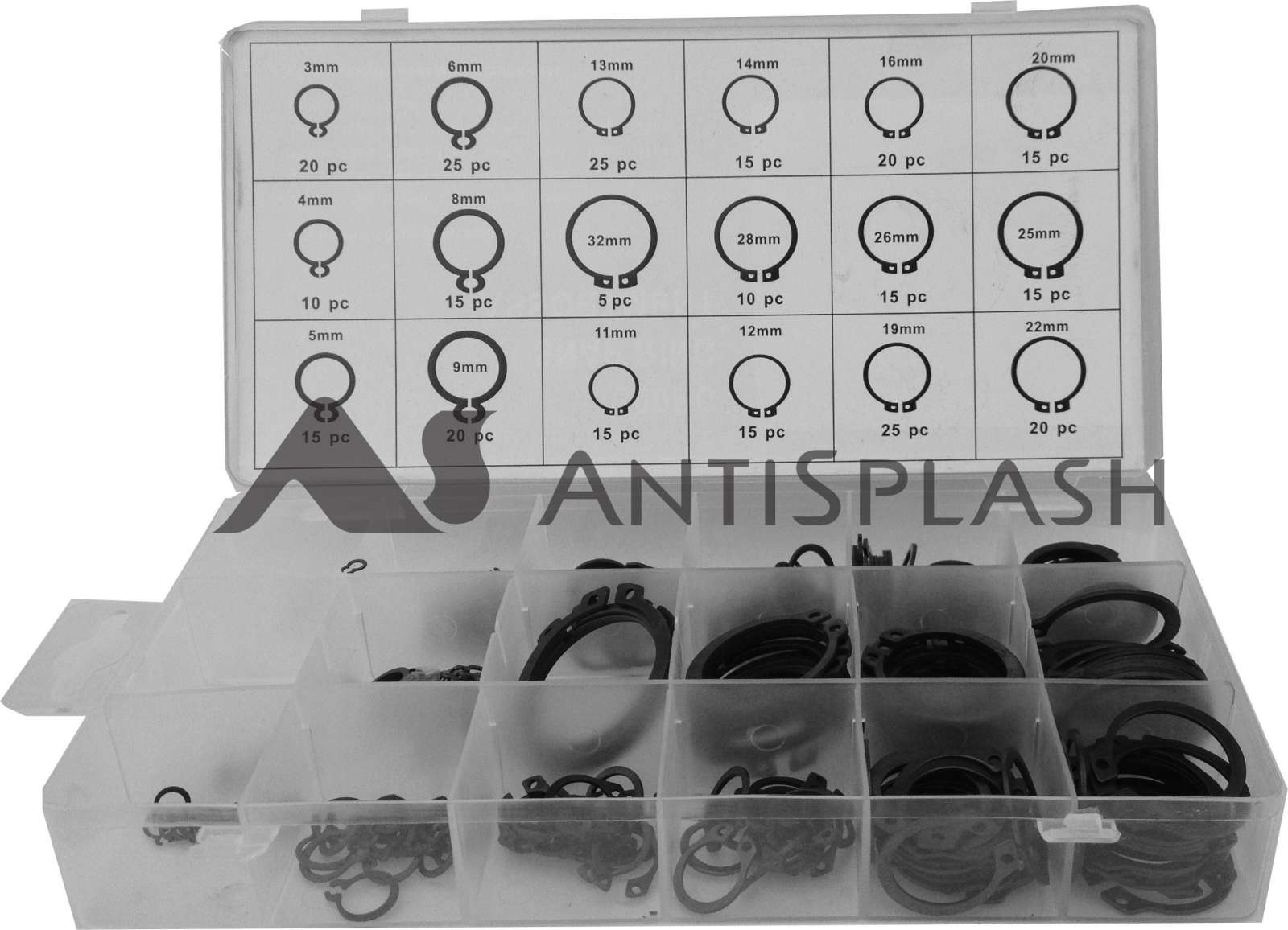 Набор стопорных колец 18 размеров W-800 300шт