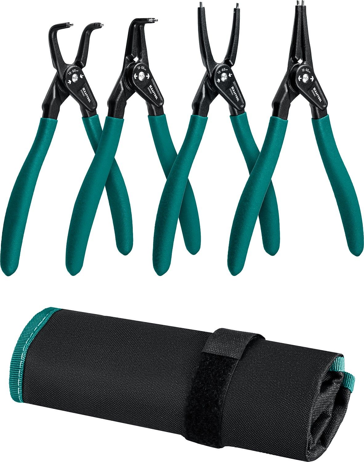 KRAFTOOL набор съемников стопорных колец 4 шт, 180 мм