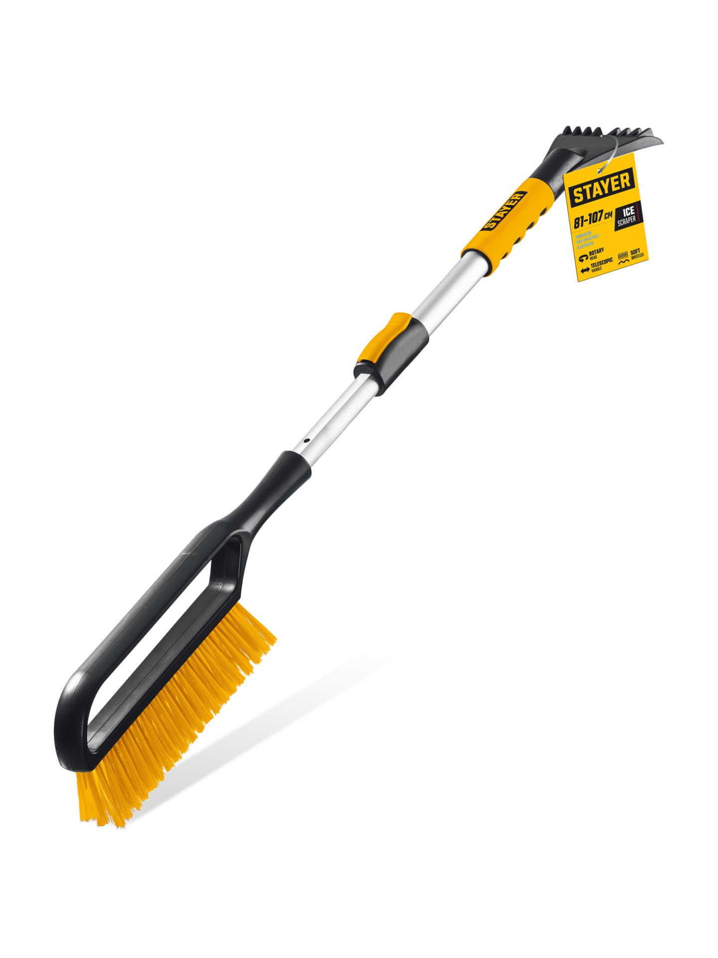 STAYER телескопическая щётка с поворотной головой от снега автомобильная, 805-1065 мм (61048)