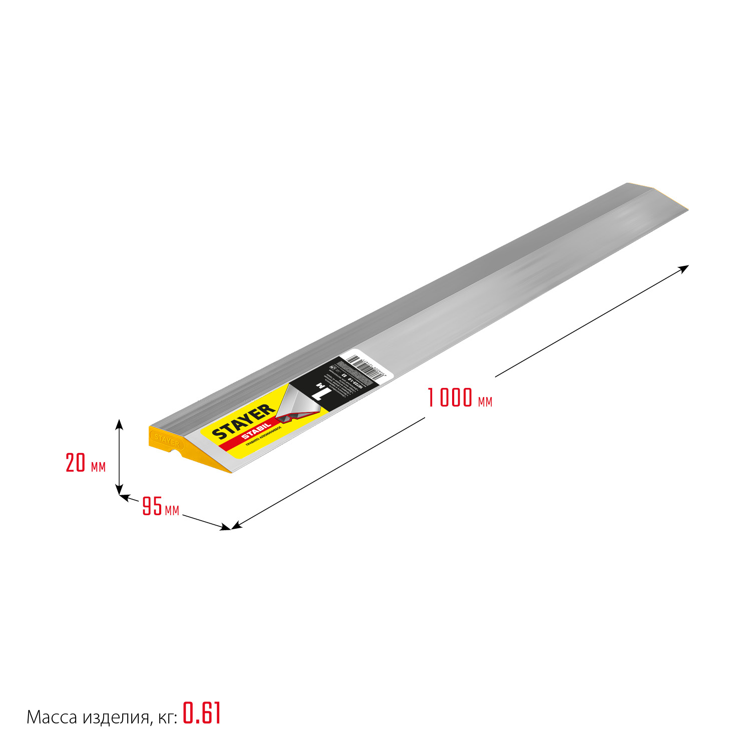 STAYER STABIL 1 м, правило алюминиевое, Professional (10723-1.0)